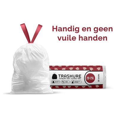 Trashure Vuilniszakken - Code J - Geschikt voor Brabantia prullenbak - 6 rollen x 20 stuks - 20-25L met trekbandsluiting
